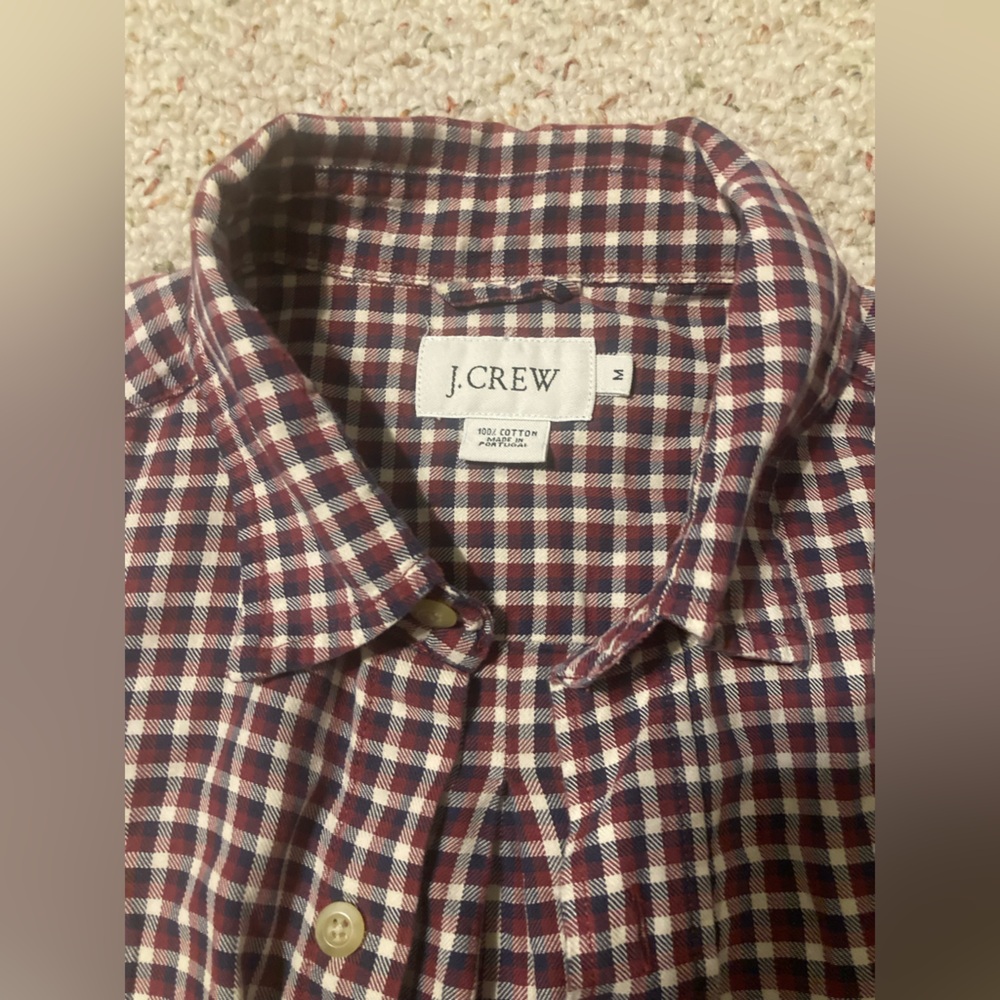 Mens J Crew Flannel Button Down Shirt Size M Medium Red